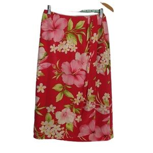 Floral pink maxi Hawaiian Skirt 100% Silk